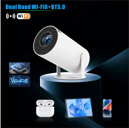 HY300 Pro Smart Mini Projector — 4K Support, WiFi 6 & Bluetooth 5.0
